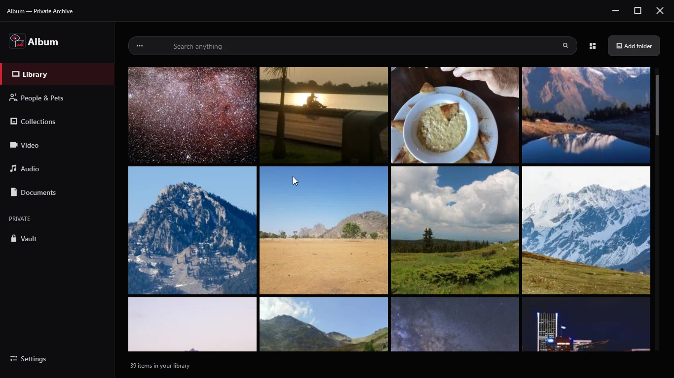 Album private media archive interface