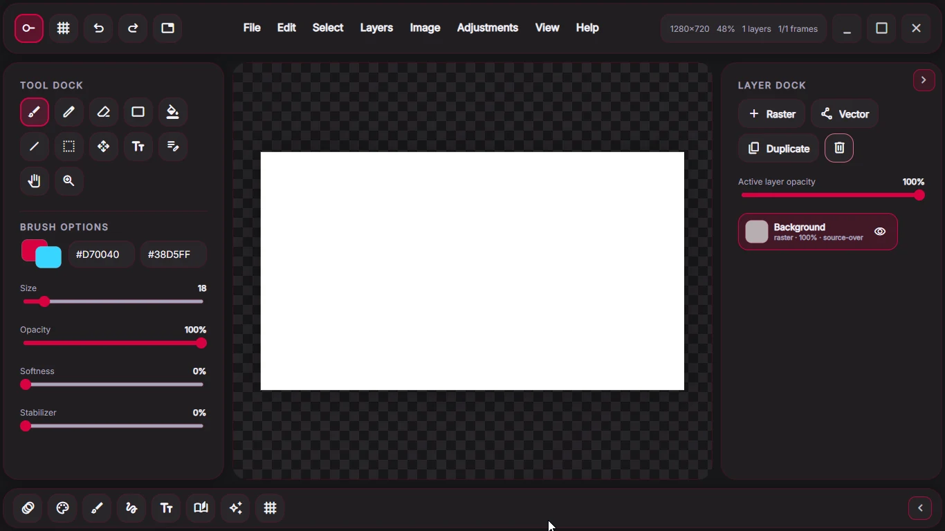 Penta digital art studio interface